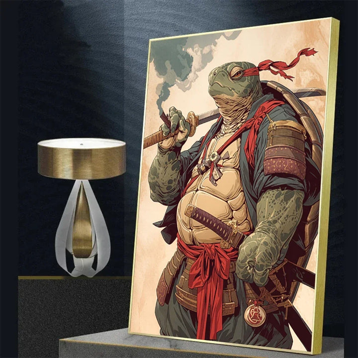 Retro Japanese Animal Samurai Canvas Wall Art