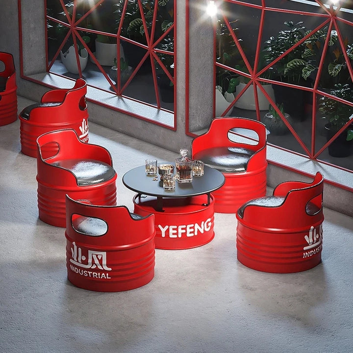 Creative Oil Barrel Iron Bar Stool