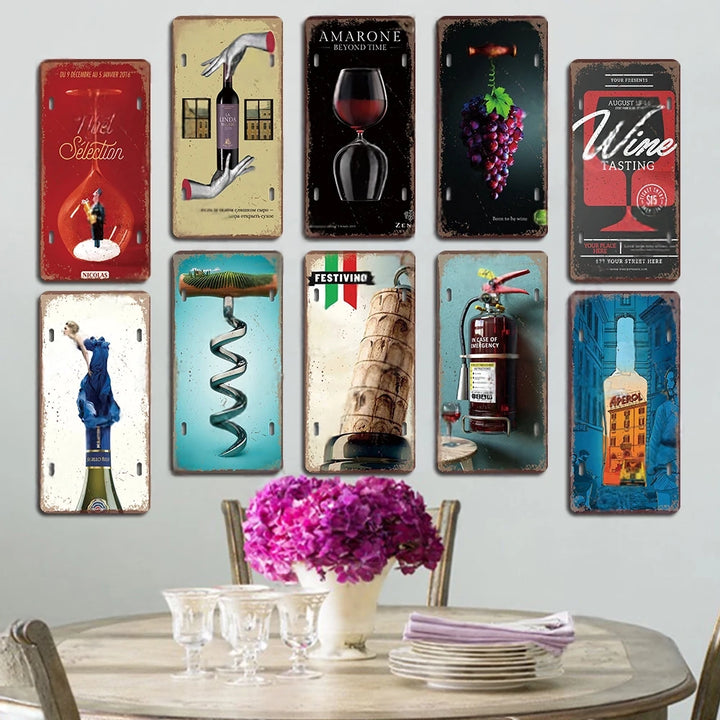 Wine Quote Tin Wall Plate Sign